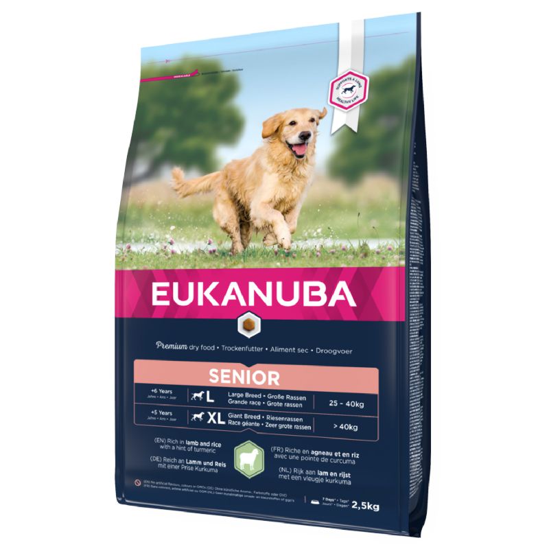 Eukanuba Senior L/XL Breeds Lamb sausas pašaras senyviems šunims didelio dydžio veislų, ryžiai, ėriena; 12kg